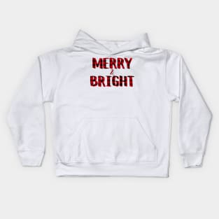 Merry and bright Buffalo Plaid Checkered Christmas Holiday Kids Hoodie